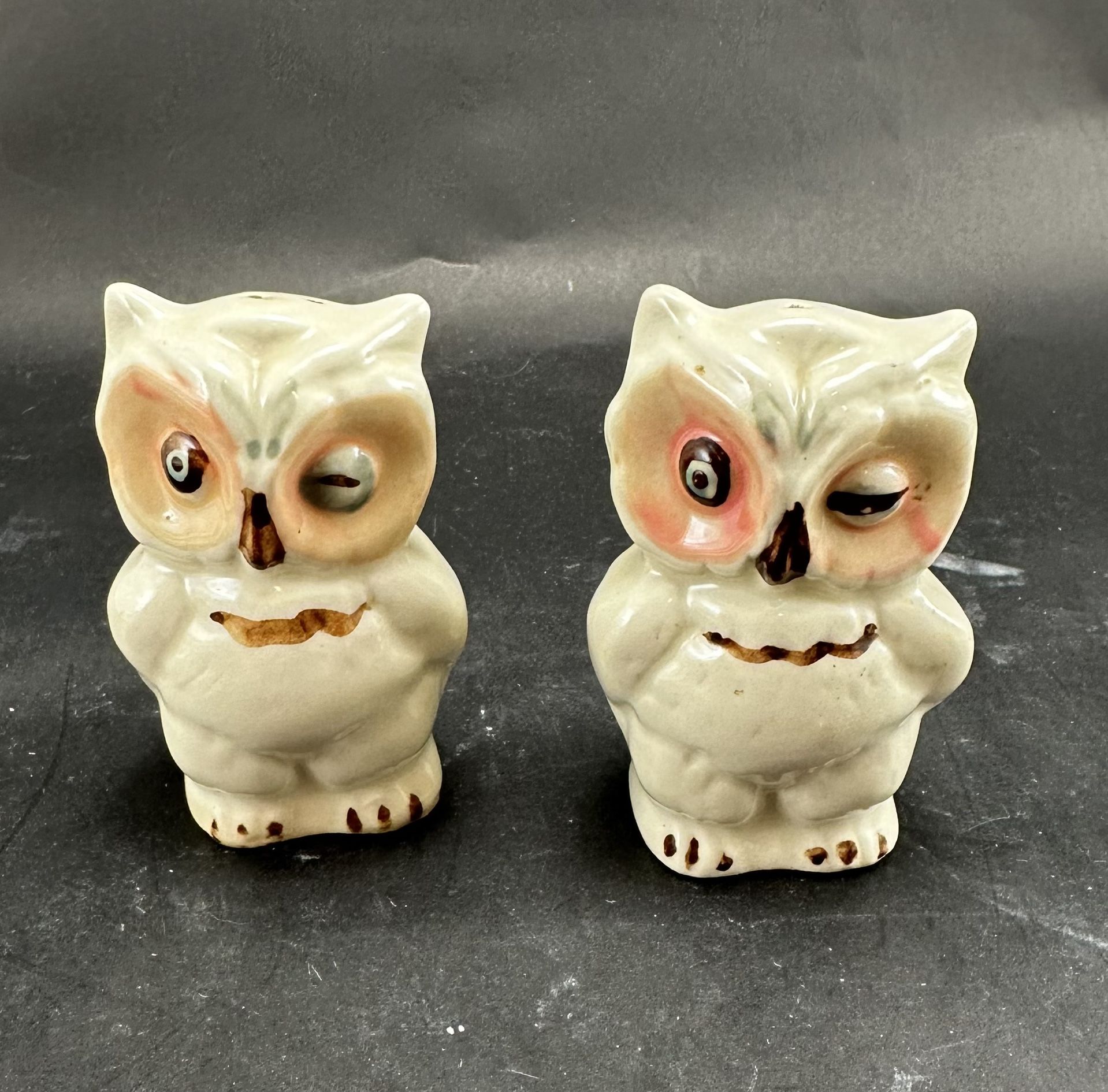 VTG Shawnee Pottery Winking Owl Salt & Pepper Shakers 