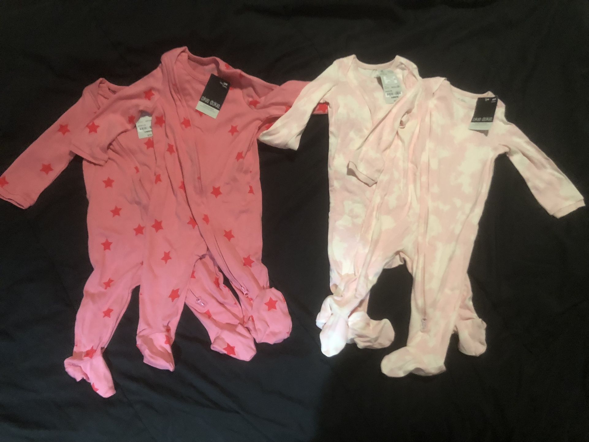 Baby Girl Sleeper Footies Cotton 9m NEW