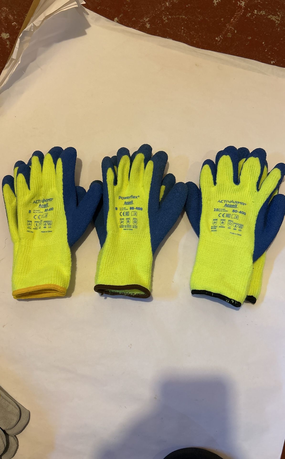 3 Ansell Powerflex 80-400 gloves