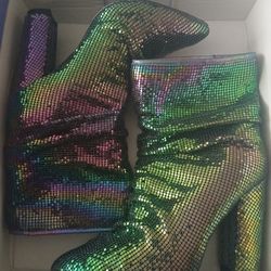 Multi Color Sequin Boots 