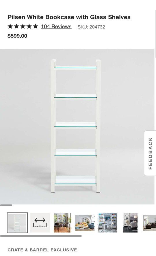 Pilsen White Bookcase with Glass Shelves