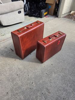 Vintage Brown Hard Shell Samsonite Luggage Set of 2