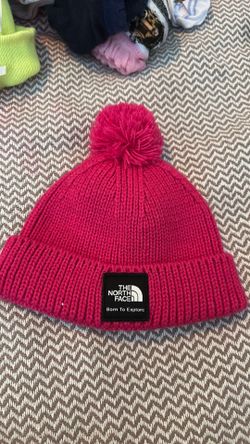 The North Face Pink Pom Beanie