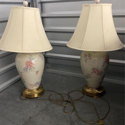 Vintage Lenox Porcelain Pair Of Lamps 