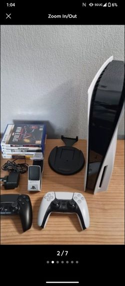 PS5 Disc Edition Console Bundle - 2 Controllers, 5 Games, Charging Dock