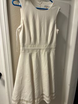 Calvin Klein White Sleeveless Fit & Flare Dress