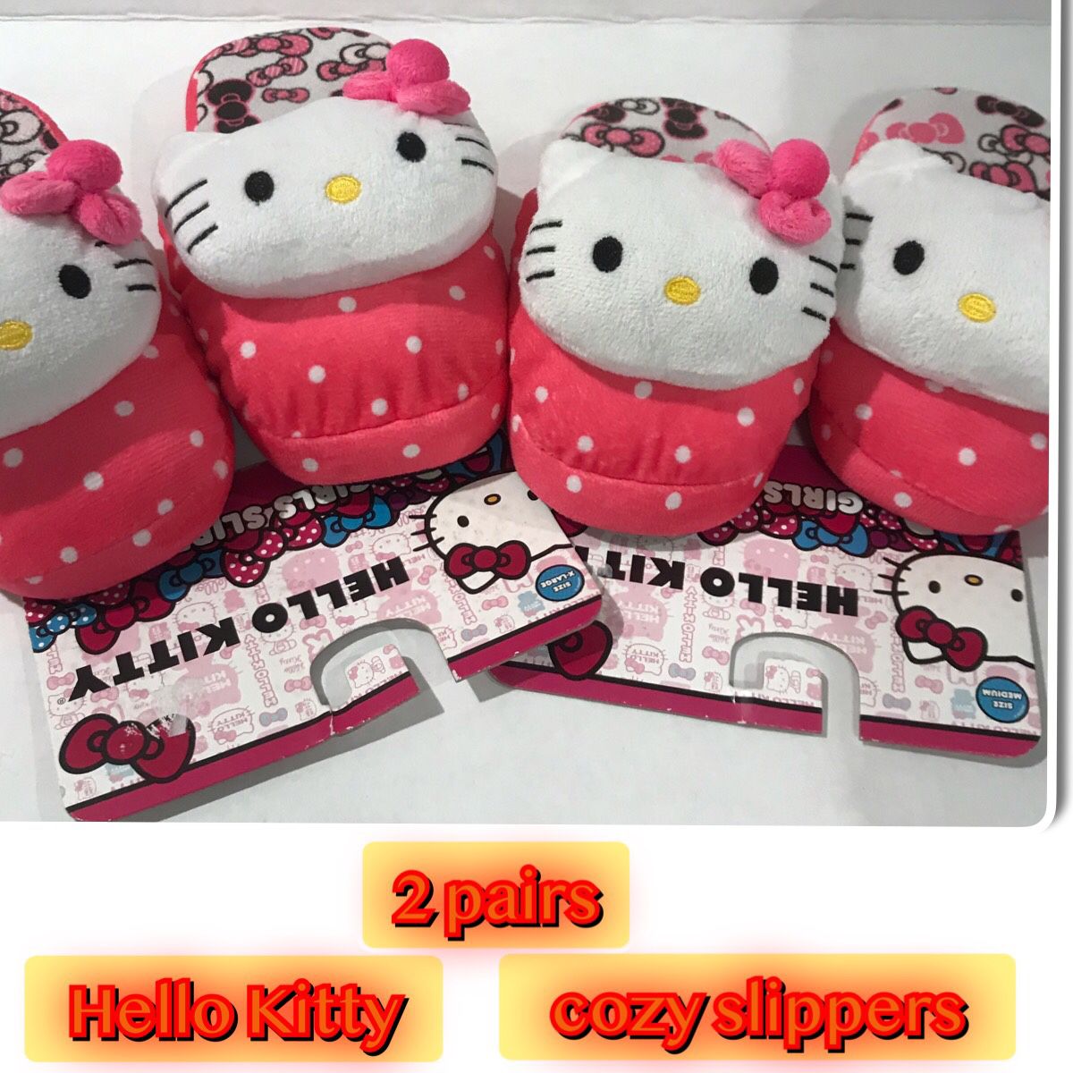 Hello Kitty Big Girl 2 Slippers XL 4-5 & Med 13-1