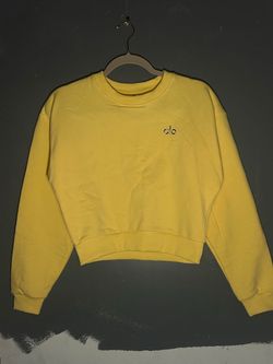 Alo Yellow Cropped Crewneck Sweatshirt