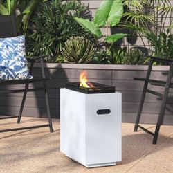 🔥NEW🔥 1lb Propane/Liquid Petroleum Gas Rectangular Fire Pit
White - Room Essentials with REFILLABLE Fuel Cannister