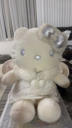Large Sanrio Hello Kitty Angel Plush – White Dress, Silver Bow & Wings