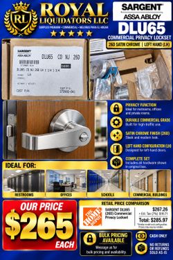 Sargent DLU65 Commercial Privacy Lockset Satin Chrome Left Hand