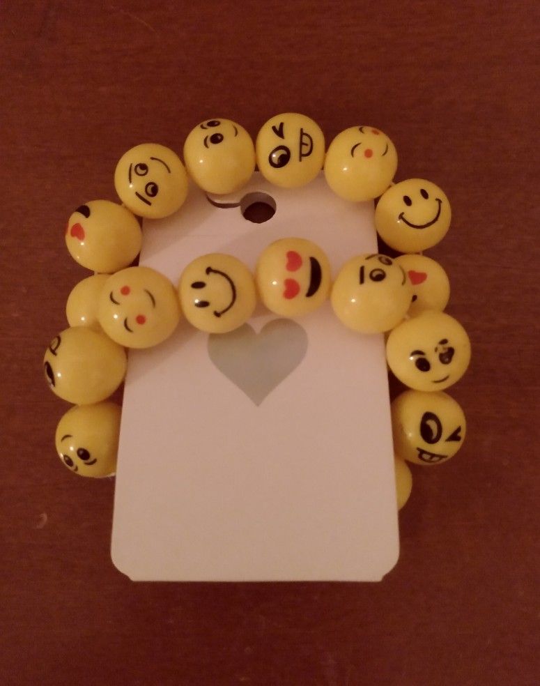 BRAND NEW IN PACKAGE WITH TAG CHILDREN GIRLS KIDS YELLOW EMOJI BRACELETS - 2 PACK