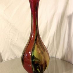 Red Long Neck Stretch Glass Vase