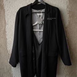 Halston Heritage Minimalist Black Blazer & Western Rose-Gun Earrings (Size M) - LA PICKUP