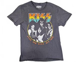 KISS Men M Charcoal Grey Rock and Roll All Nite Shirt M