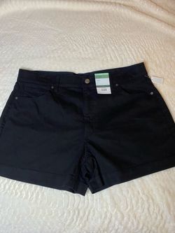 Terra & Sky Black High-Rise A-Line Denim Shorts Women’s 20W NWT