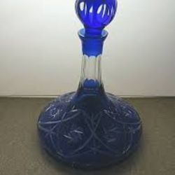 Vintage Cobalt Blue Pinwheel Decanter