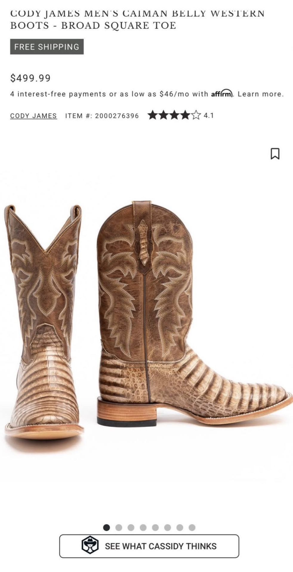 Genuine Caiman Square Toe Boots