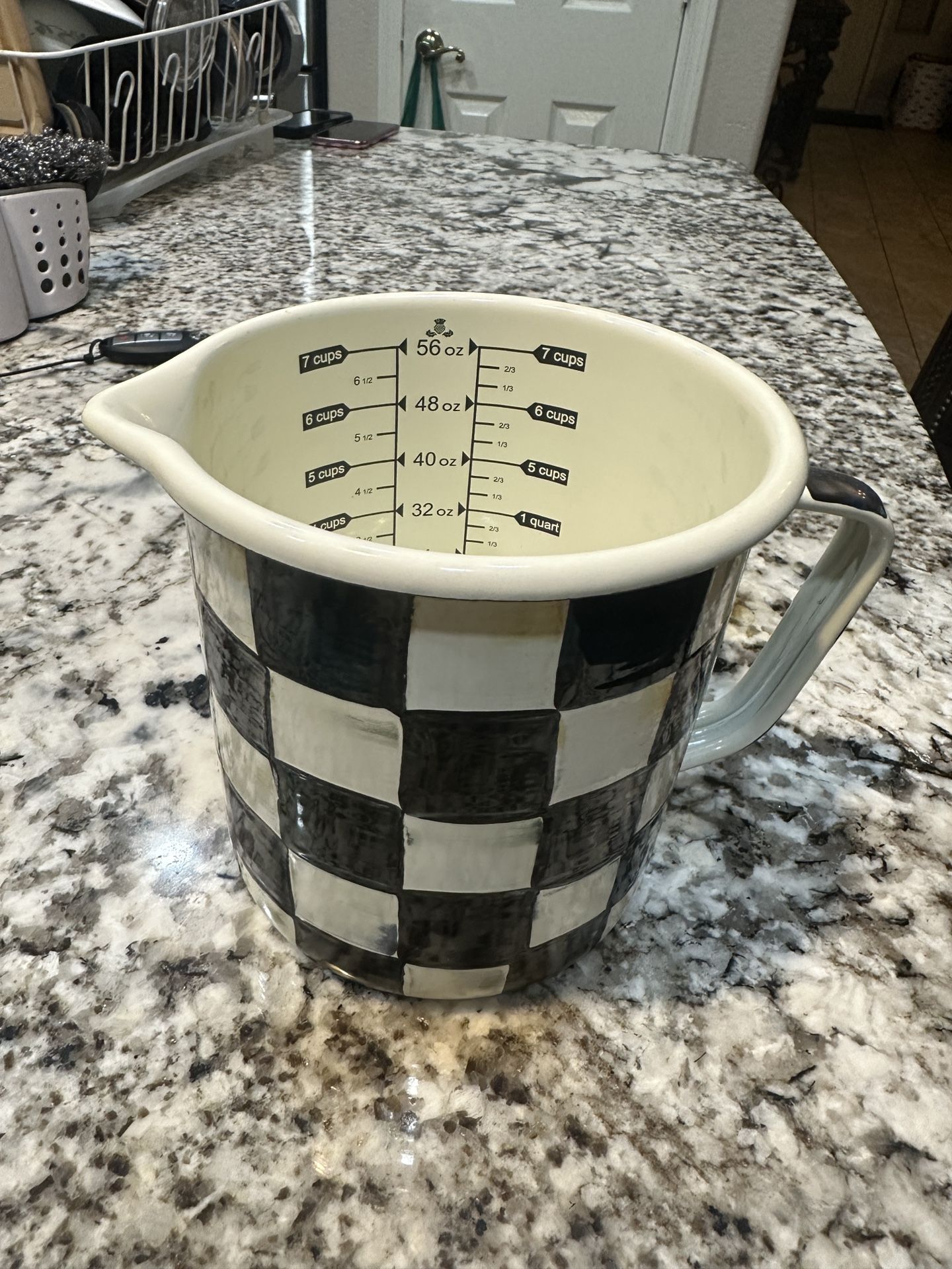 Mackenzie Childs Courtly Check Enamel 7 Cup Measuring Cup
