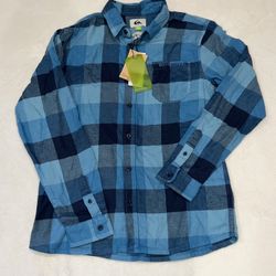 Boys Sz L 10-12 NEW Quicksilver Flannel Shirt Blue Plaid