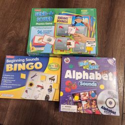 3 New Games, unopened, educational phonics games-   Send-a-Sound/Ending Sounds, Beginning Sounds BINGO, Alphabet Sounds all for $10