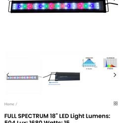Lifegard FULL SPECTRUM 18" LED Light Lumens: 504 Lux: 1680 Watts: 15