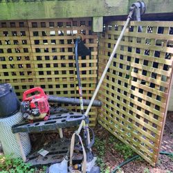 Leaf Blower, 2 Weed Eaters (condition unknown)