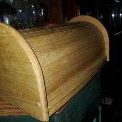 Wooden Bread Box  Roll Top 