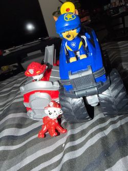 Paw Patrol Marshall Fire Truck W/ 2 Figures & Chase Monster Truck W/ Figure
