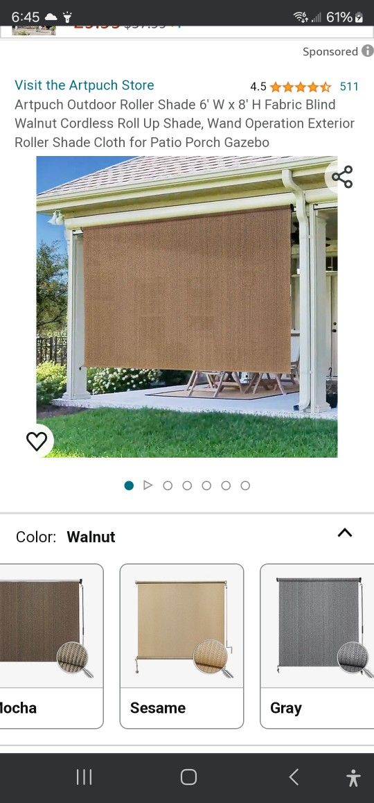 Outdoor Patio/Porch Roll Up Blinds