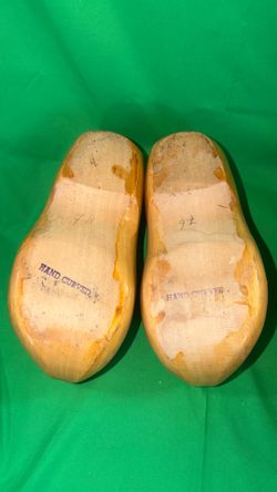 Three Pairs of Vintage Hand Carved Wooden Clogs Natural Klompen shoes