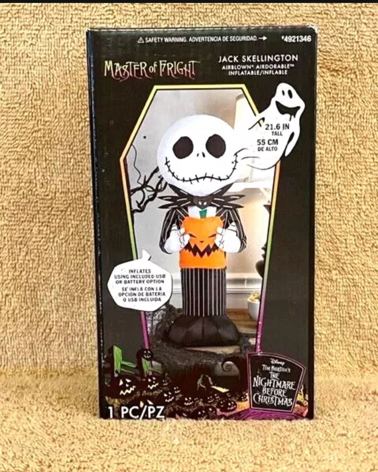 Disney Nightmare Before Christmas - Jack Skellington with Jack o Lantern 21.6" Inch. New 