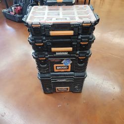 Ridgid Pro Gear System Storage Set Up Stackable Tool Boxes On Wheels 