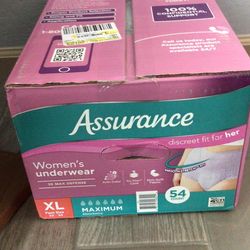Assurance Xl  Women’s Underwear 54 Count Box Maximum 