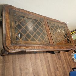 Vintage Wood And Glass Coffee Table