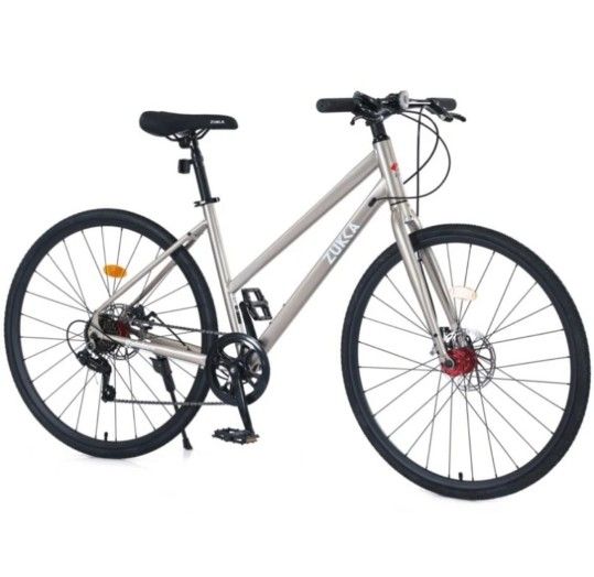 Zukka Hybrid Bicycle Road Bike for Women Girl Aluminum Alloy Rim
