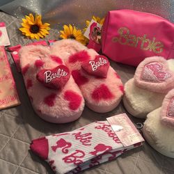 2 Pairs Of Women’s Barbie Slippers NWT And Free Bonus Items