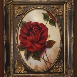 VINTAGE ORNATE WOOD GOLD BRONZE FRAME ANTIQUE FLORAL  FLOWER ROSE STILL LIFE CANVAS SIGNED PAINTING PICTURE