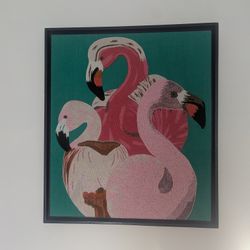 Beaded Jonathan Adler Flamingo Painting