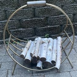 20” Round Log Holder Gold 