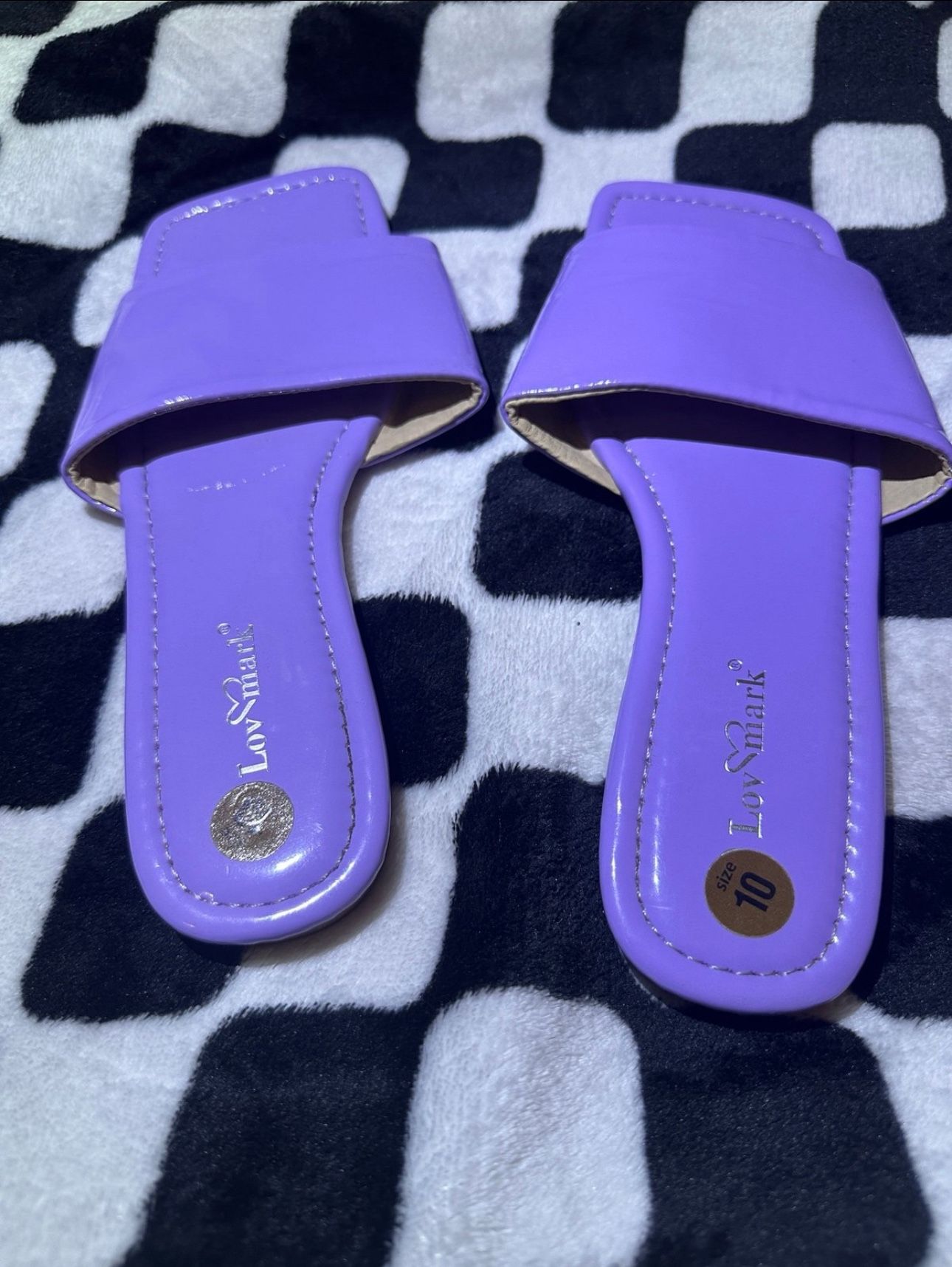 Purple Lilac Sandals Slides Flats