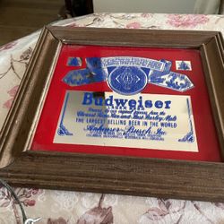 Budweiser Vintage Wood Mirror Sign 15by 19