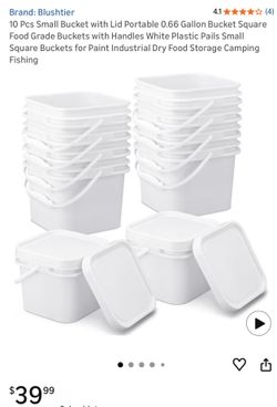 New Small Buckets with lids crafts storage White lot of 10