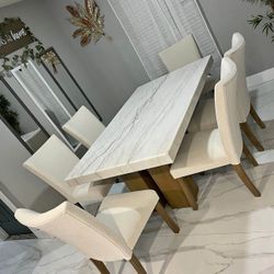 Brand New Capri10 - (GENUINE MARBLE) Table & 6-Chairs