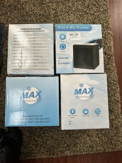 small portable air conditioner and fan, also rechargeable all you do is add water