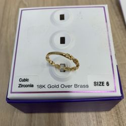 18k Gold Over Brass Ring Size 6