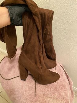 Brown Suede Platform Heel Boots SIZE 8