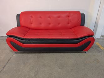 Vibrant Red and Black Three seater with Tufted Accents