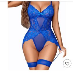 Lace Bodysuit with Garter Belt & Thigh Straps