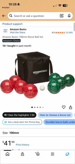 Amazon Basics 100mm Bocce Ball Set
